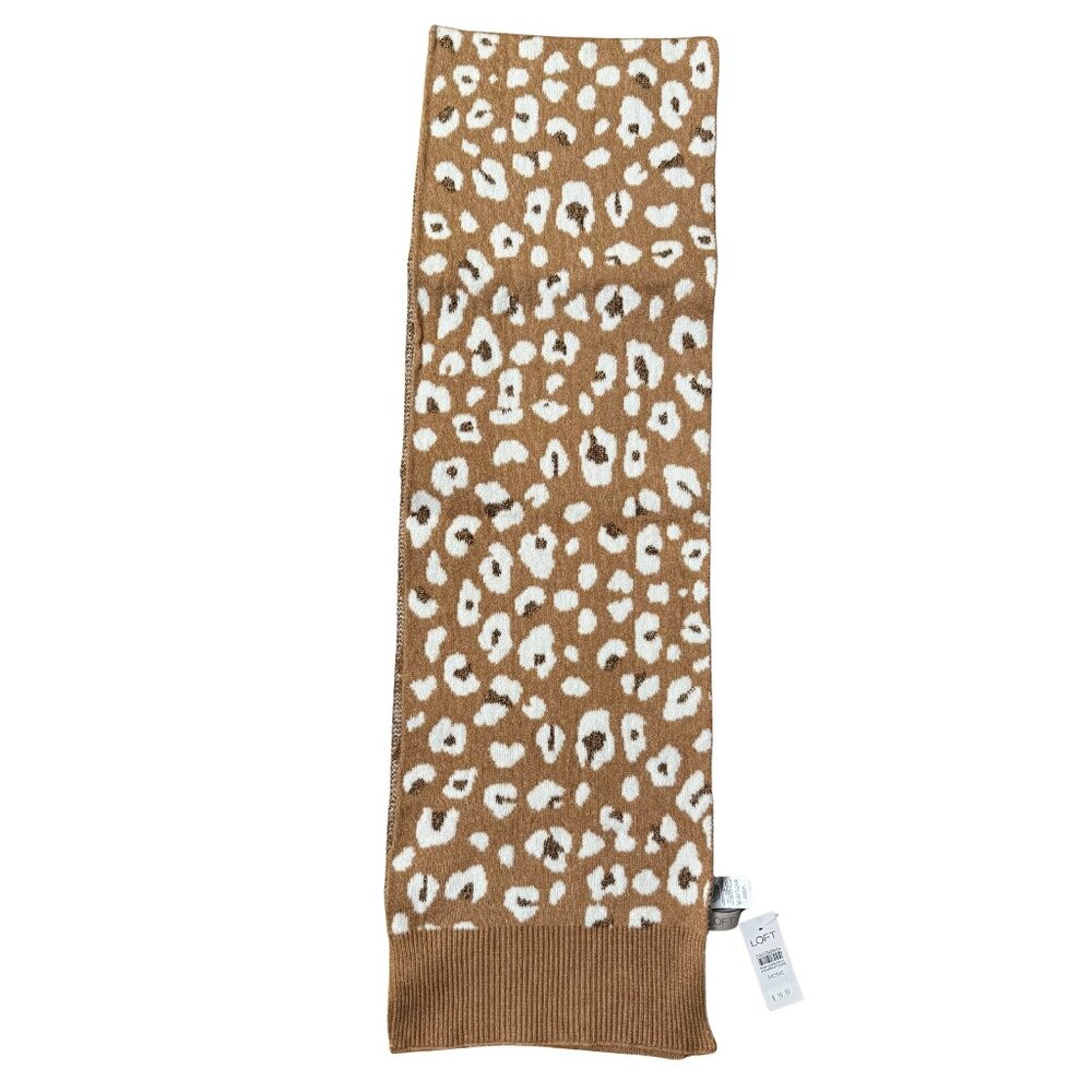 LOFT Leopard Metallic Fuzzy Scarf NEW